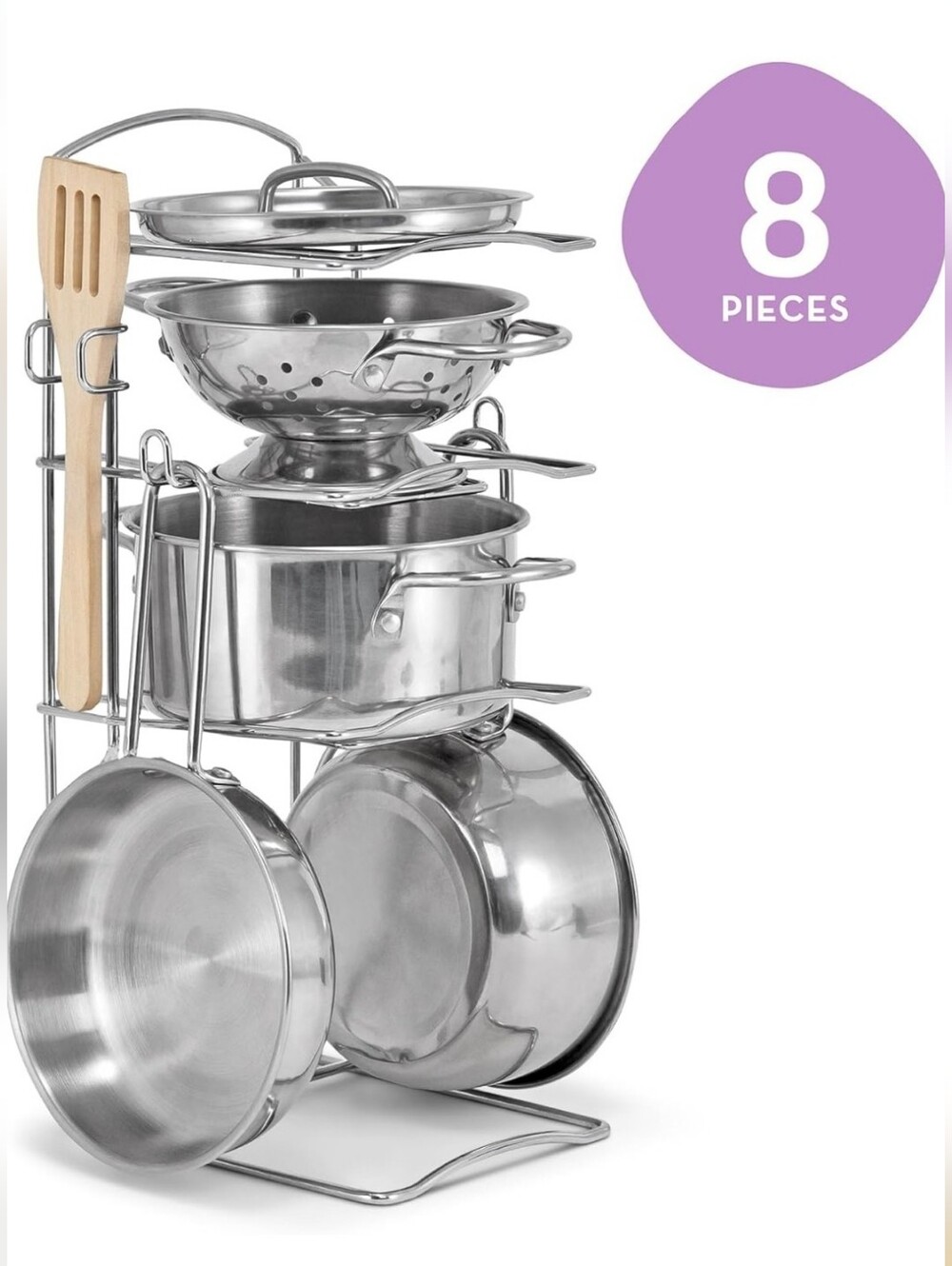 Melissa & Doug Stainless Steel Pots & Pans Set, Child Sized Kitchen Toys